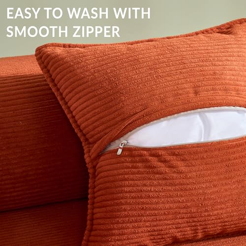 Image of Compression Sofa - Convertible Floor Sofa Bed - with Pillow Back Support Armrest - Comfy Foldable Sofa Bed Compressed Sofa in Box - Corduroy Fabric - for Living Room Bedroom(Orange)