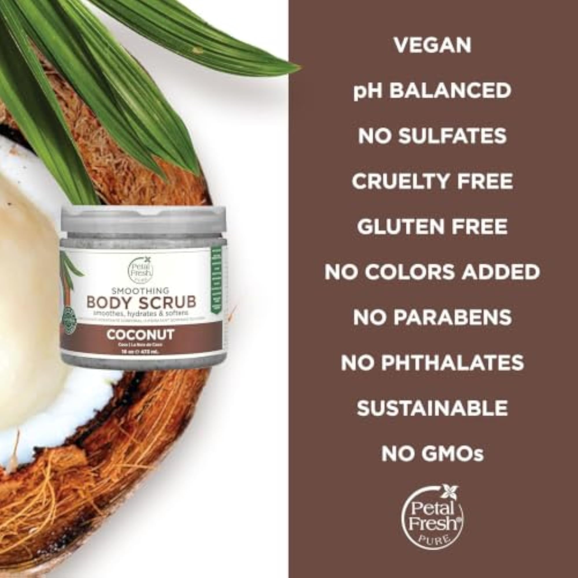 Smoothing Coconut Body Scrub, Hydrating Exfoliator