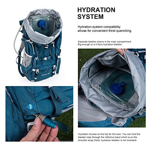 Mountaintop 70L Internal Frame Hiking Backpack For Men Women With Rain Cover, 29.9 * 13 * 10.2In, Interstellar Blue #TOP3