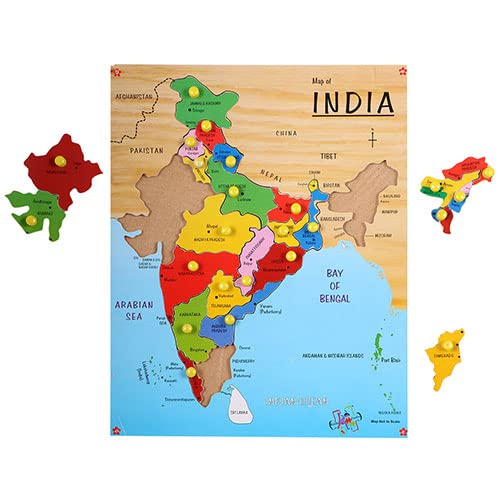 Wooden General Knowledge India Map with Different States with Geographical Knowledge to Better Know India for Kids Learning (Multicolor)