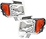 Headlights Assembly Kit for 2009 2010 2011 2012 2013 2014 for Ford F150 Headlights Assembly Passenger & Driver Side Chrome Housing Clear Lens Set Headlamps