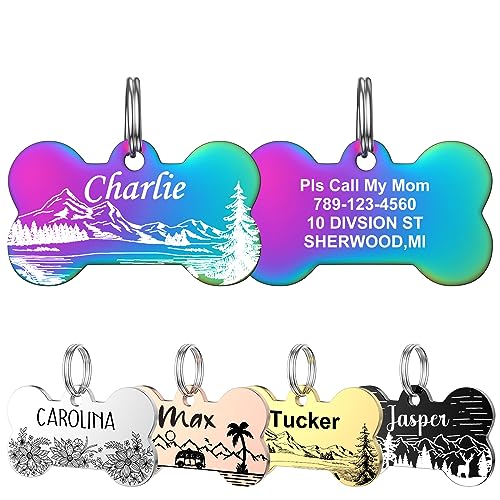 YEHANTI Medaille Chien avec Gravure personnalisée - Acier Inoxydable Médaille Chien et Chat Identification Gravure Prénom Adresse Tel avec gravure de motif personnalisée, Os