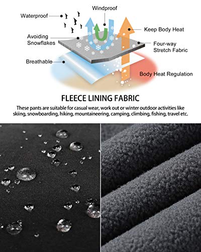 33,000Ft Men'S Winter Snow Ski Fleece Lined Pants Warm Waterproof Softshell Insulated For Snowboard Outdoor Work Hiking thumb #3