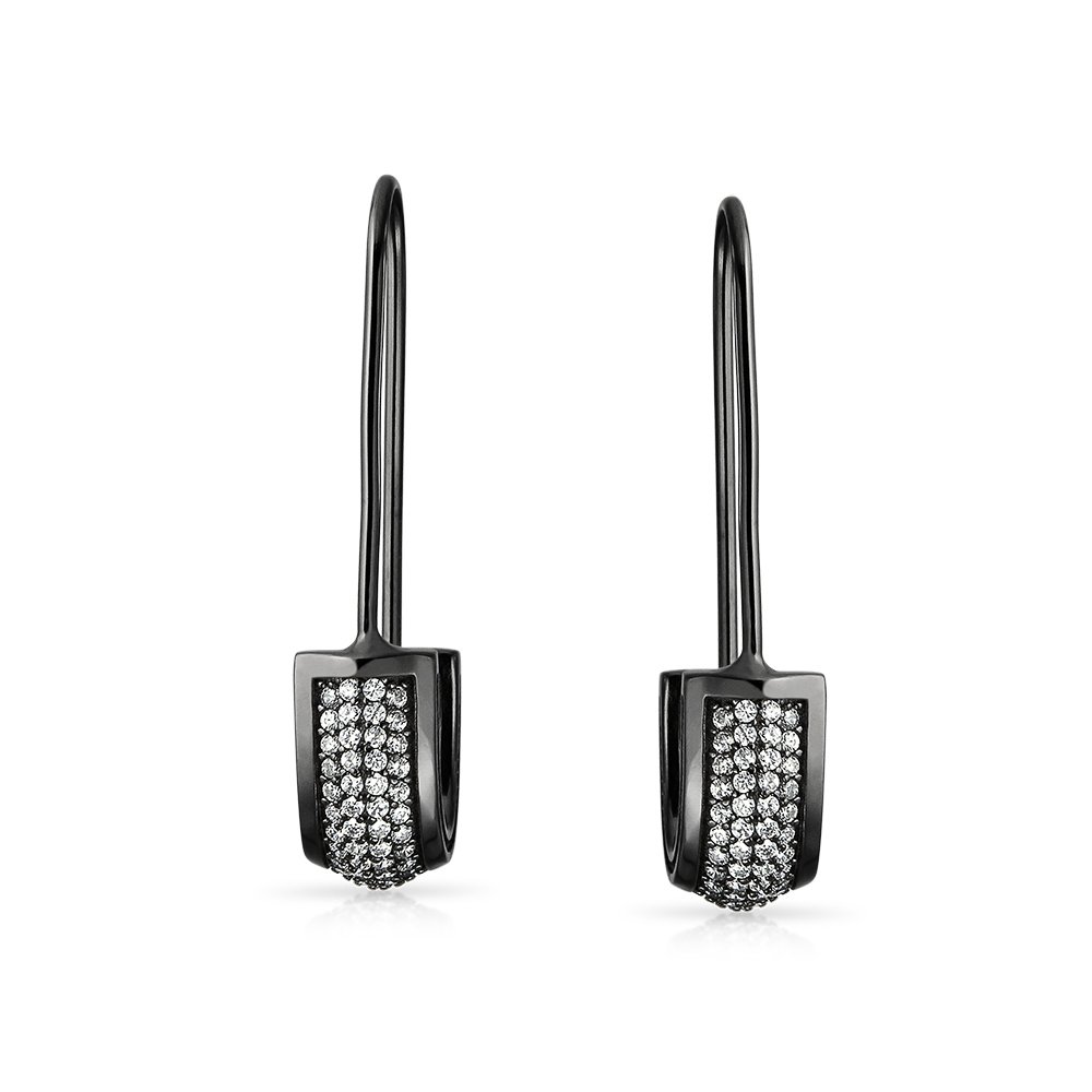 Simbolo Sostenere gli sfollati Cubic Zirconia CZ Orecchini con perno di sicurezza Per donne Per adolescenti Argento placcato nero