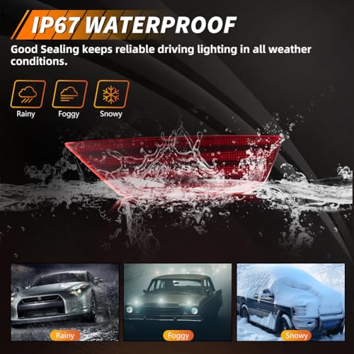 Image of Rear Bumper Reflector Compatible with Fo-rd Escape 2013-2019, [DOT] [IP67 Waterproof] Rear Bumper Reflector Housing [No Bulbs], Replace OEM #CJ5Z15A449A CJ5Z15A449B, Red Lens