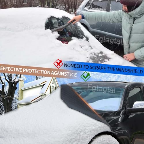 Image of Windshield Snow Cover Fit for Toyota Tundra 2007-2021, Front Windshield Cover for Ice and Snow, Auto Extra Thick Windshield Ice Cover Protects Windshield from Rain, Sun, Frost (Black)