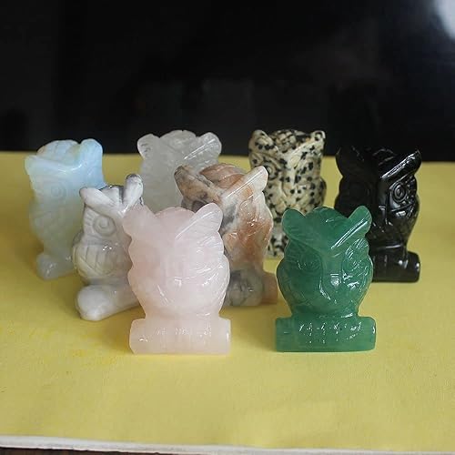 Miniatura 7 de Estatua de búho de cristal tallada a mano con piedras preciosas talladas a mano, estatua para decoración del hogar, 1.6 pulgadas (lapislázuli