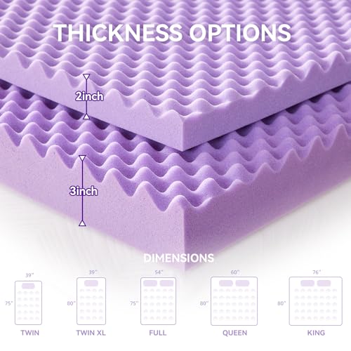 Image of SINWEEK 3.8 Inch Egg Crate Memory Foam Mattress Topper Twin Size, Soft Mattress Pad for Back Pain Relief, Bed Topper, CertiPUR-US Certified