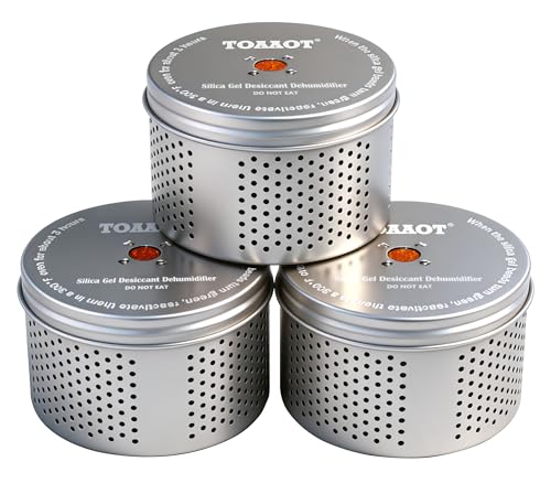 TOAAOT Gun Safe Dehumidifier Moisture Absorber 200g Small Silica Gel Desiccant Canister for Gun Cabinets & Safes Aluminum Shell Reusable