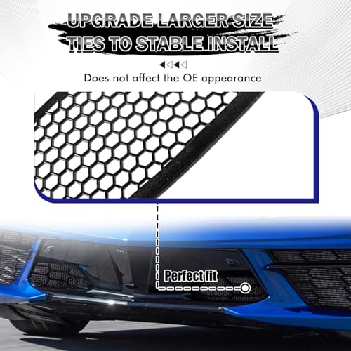 Image of 4Pcs Black Upgraded Front Outer & Inner Radiator Guard,Body Bumper OEM Style Front Outer Grill Guard Car Grille Vents Insert Mesh Set for Corvette C8 Stingray Z51 Convertible /HTC 2020-2026
