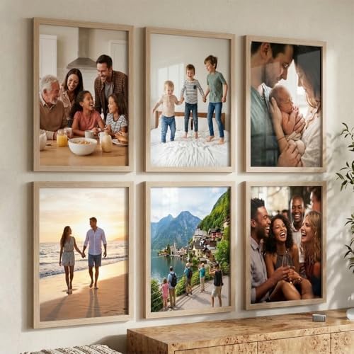 Image of kotart Aesthetic Photo Frame for Wall Decoration | Wooden Frames for Office Living Room | Certificate Frame A4 Size | Home Decor Bedroom Gift (Brown, Pack of 6)