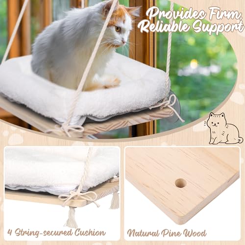 MCEAST Poleiro De Janela Para Gatos Com Cama Acolchoada, Cobertor Fofo, 4 Ventosas Fortes, Prateleir