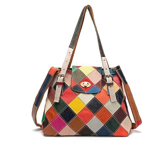 Florence Happy @ England 100% Genuine Leather Patchwork bags Handbag Shoulder Zip Top Cross Body (Multipurpose tote bag) Cover