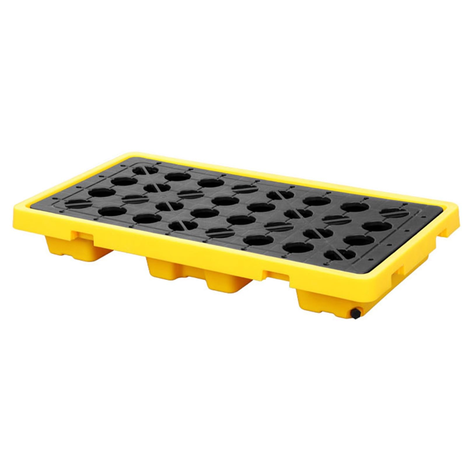 Spill Containment Pallet,Spill Containment Platform For Warehouses Factory And Garage Yellow And Black Polyethylene Leakproof Design Stackable Oil Drum Pallet 49X36X10Cm,128x68x17CM/50.4x26.78x6.7in