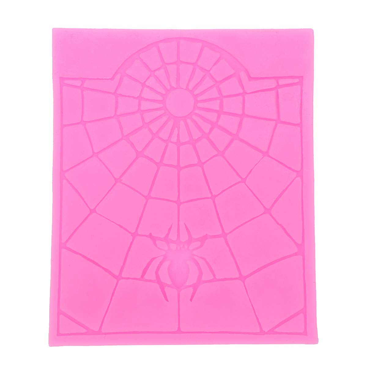 Halloween Silicone Mold Spider Web and One Spider Cake Module Mold Decorating Tool Cupcake Dessert Chocolate Fondant Mold Pink