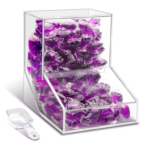 Laundry Pods Container with Spoon, Acrylic Candy Dispenser with 2 Lid, Dishwasher Pod Holder, Laundry Detergent Container, Laundry Organization for Laundry Room, kitchen, Office Used- Stand, 1pcs -  MKRBJ, CH0116-25WH01