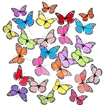 Relaxdays Gartendeko Schmetterling, 72er Set, Gartenstecker, 31cm hoch, Topfstecker, Outdoor Deko, Metallstab, PVC, bunt