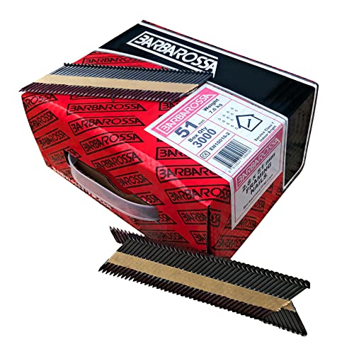 Barbarossa 1st Fix (51mm - 90mm) Bright collated framing nails for cordless nailers (51mm - 2” (3000) Ringshank)