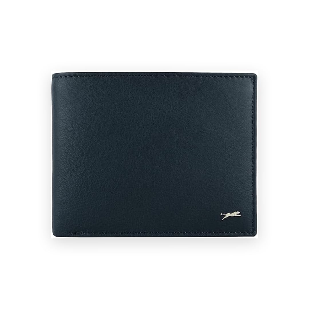 JAGUAR Portafoglio Uomo Pelle Vera Dotato di Scomparti Carte, Portamonete Banconote e Documenti, Idea Regalo Uomo dal Design Classico e Raffinato, Leggero (soli 75gr) Blu Notte