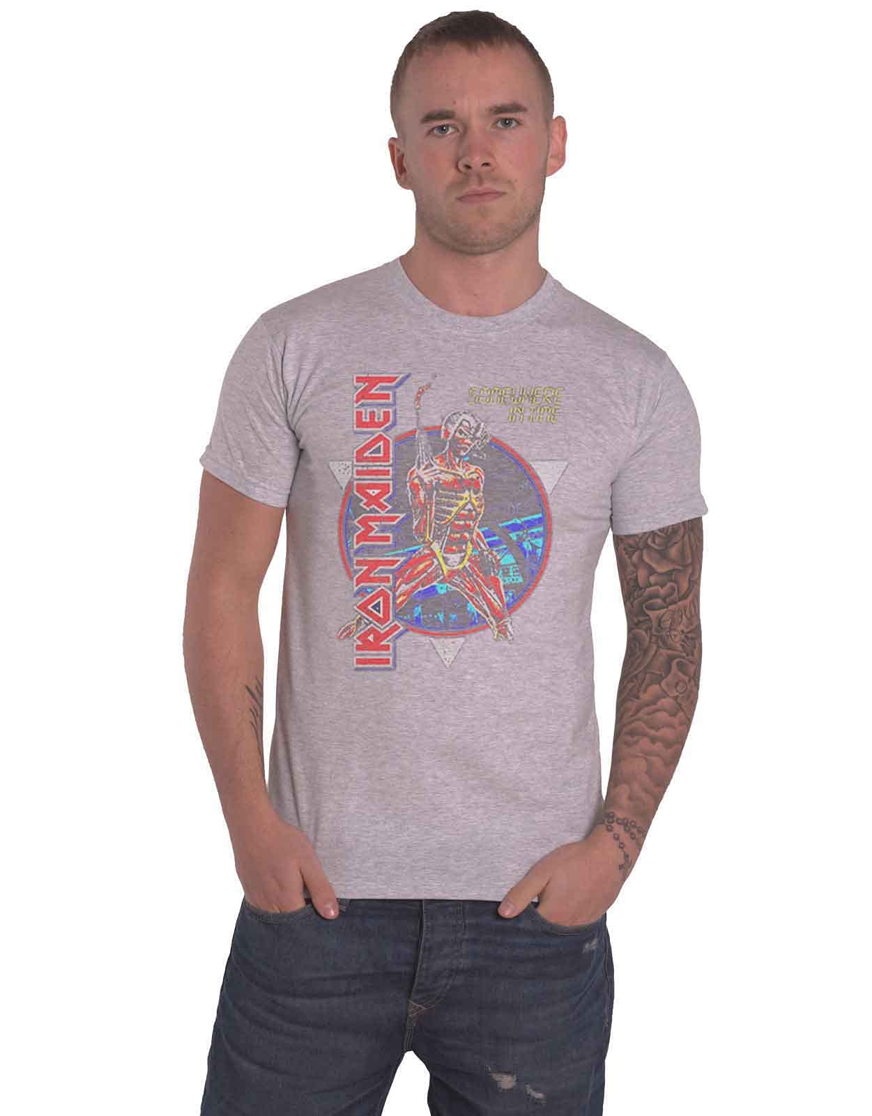 Paradiso Clothing Unisex Grey Iron Maiden Somewhere In Time T Shirt - L