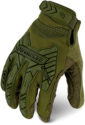 IRONCLAD Command Tactical Impact, Touch Screen Gloves Conductive Palm and Fingers, Impact Protection, Durable, Performance Fit, Machine Washable, Sized S, M, L, XL, XXL (1 Pair) (Large, OD Green)