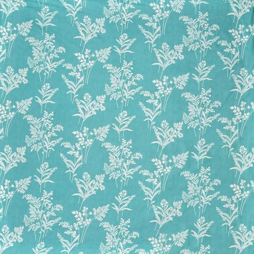 Image of VOMZER 5-Piece Premium Printed Bedsheet Set 300 TC King Size | Cotton Blend Modern Design Flat Bedsheet, Aqua Lily- Cream Tree
