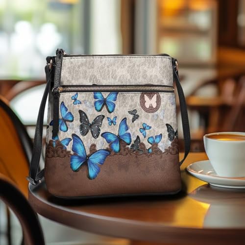 Image of Leather Women Crossbody Hobo Bag Satchel Purse Handbag with Adjustable Shoulder Strap and Zipper Pockets