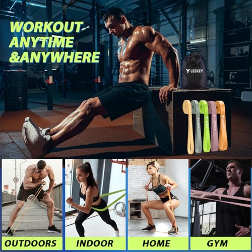 Image of LEEKEY Pull Up Assistance Bands,5-125LB Resistance Bands with Grip、Door Anchor、Gym Bag - Exercise Bands for Full-Body Training, Fitness, Physical Therapy -USA Original Patent