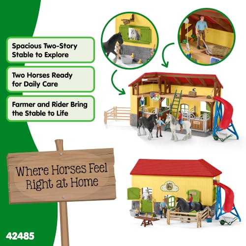 Schleich Farm World - 82Pc Horse Stable Playset - Kids Ages 3+ | 42485 - image 2