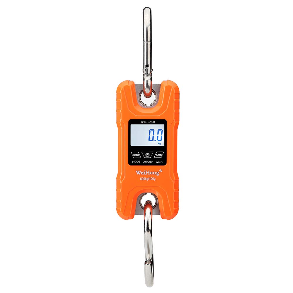 Escala Digital Báscula Digital para grúas de Trabajo Pesado Weiheng, 500 kg / 1102 lbs. Escala Multifuncional para Equipaje, con retroiluminación, Unidad LED, Kg/LB para la Pesca en el merca