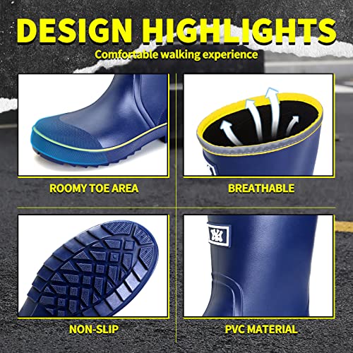 Image of HSBDNZQ Rain Boots for Men, Waterproof Mens Rubber Boots with PVC Unique Design, Comfort Lightweight Work Mud Boots, Resistant Durable Slip Garden Boots for Farming Gardening Fishing