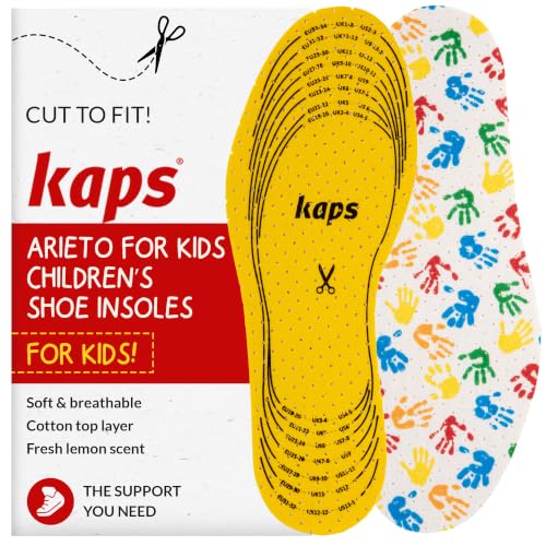 Kaps Arieto Cut to Fit Quality Shoe Insoles for Kids Breathable Prevent Blisters Calluses and Smell Fresh Cut to fit / cut to size Multicolour