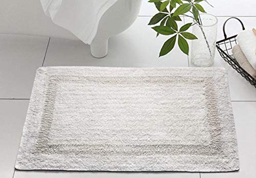 Woven St. Reversible Cotton Bath Rugs | Area Rugs For Spa, Vanity Shower, Bathrooms, Kitchen, Bedroom | Water Absorbent Linens | 100% Cotton | Pack Of 2 | 17’’ X 24’’ & 21’’ X 34’’ Inches | Ivory #TOP3