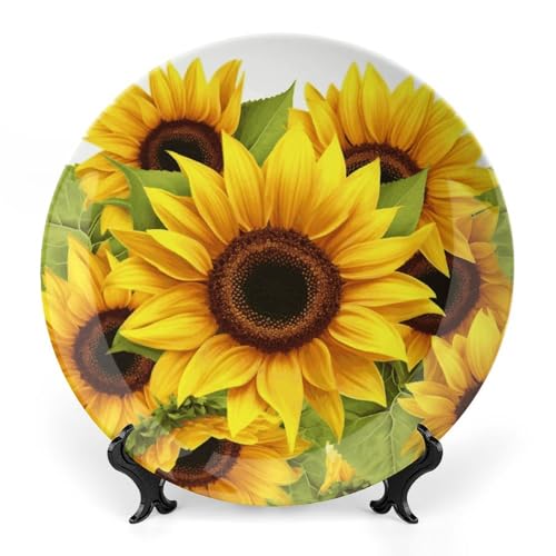 Plato decorativo de porcelana Sunflower Bone China miniatura 1