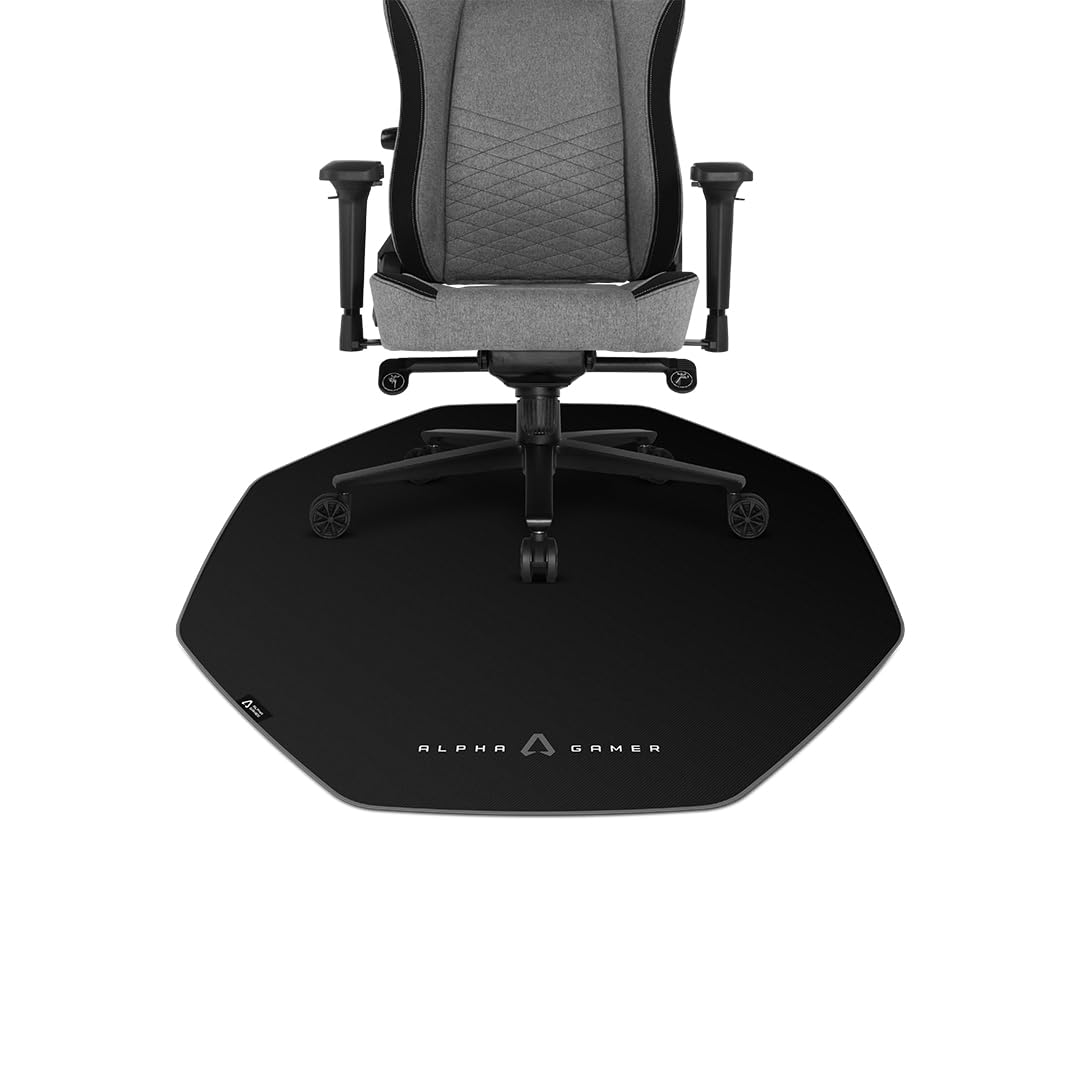 Alfombra de Suelo Gaming Alpha Gamer Octan Core – 114x114cm, Antideslizante, Silenciosa, Cómoda, Protege el Suelo, Ideal para Sillas Gamer, Negro