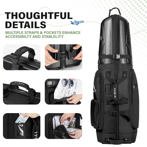 image for UNIHIMAL Golf Travel Bag with Hard Case Top, 1680D Heavy Duty Oxford G