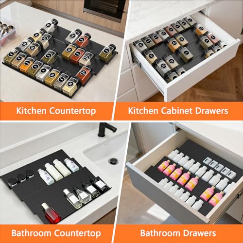 Ceecysaa Spice Drawer Organizer, 4 Tier - 8 Pack Expandable from 9" to 18" for Seasoning Jars, Kitchen Spice Rack Organizers for Drawer/Countertop/Kitchen, PP Material (Jars Not Included) by Ceecysaa - Image 7