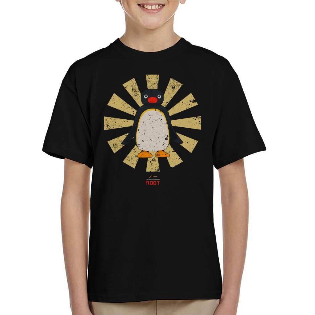 Cloud City 7 Pingu Noot Retro Japanese Kid's T-Shirt Black