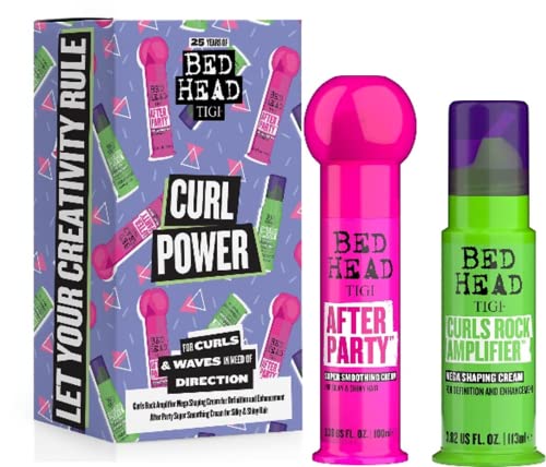 Bed Head by TIGI, Curl Power Hair Care Christmas Gift Set for Curly Hair, Secret Santa Gifts, with Curls Rock Amplifier 113ml and After Party Smoothing Cream 100ml