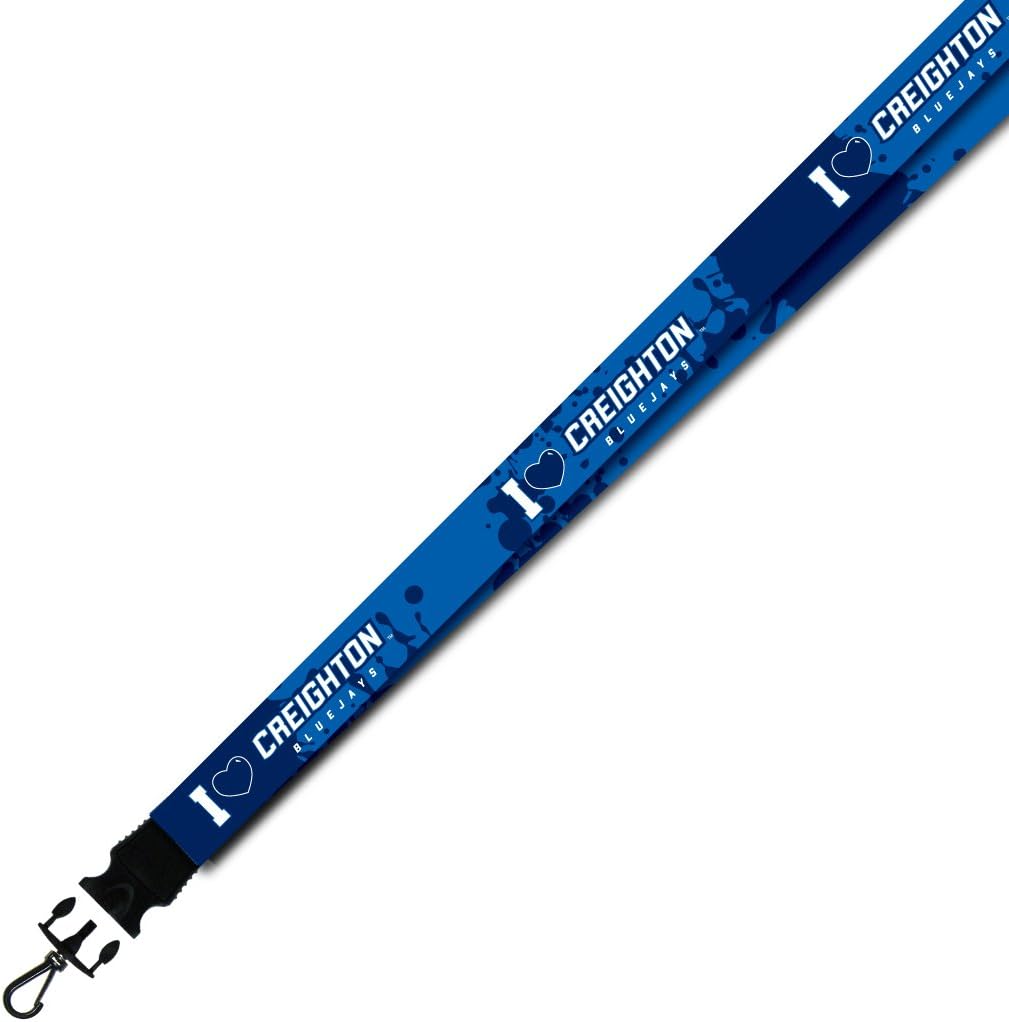 VictoryStore Creighton University Paint Splatter Lanyard - Officially Licensed Polyester Lanyard with Black Breakaway Buckle and Snap Hook for Keys and ID Badge
