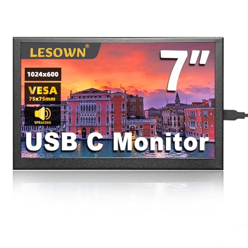 Image of 7 inch mini Small Monitor HD IPS 1024x600 LCD Screen 7inch USB C Portable Monitors External Display for Phone Laptop PC, Build in Speakers (P70D)