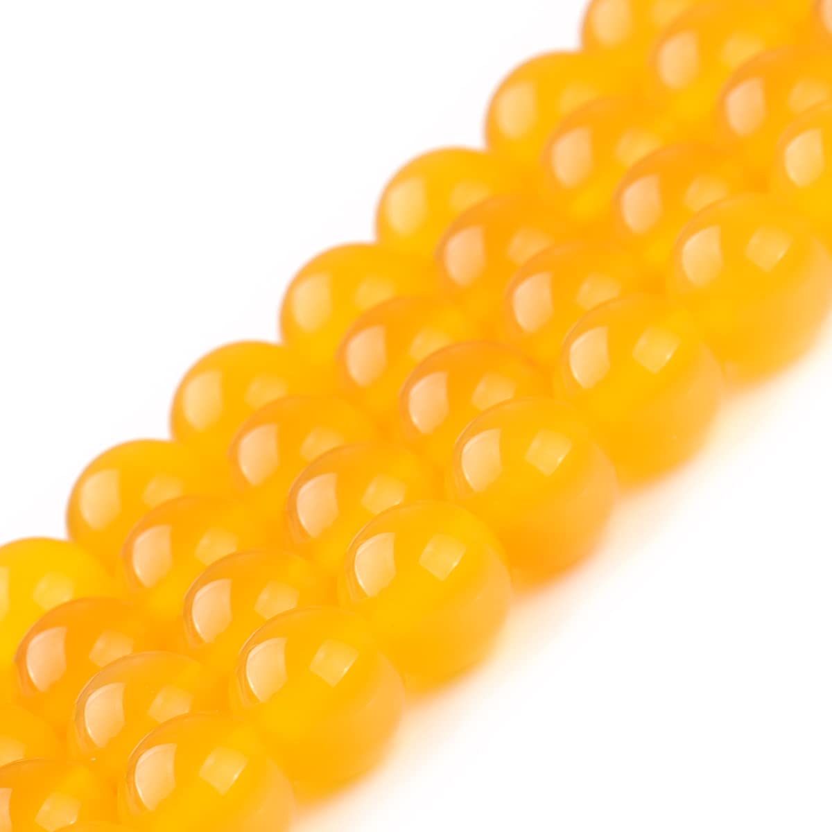 GEM-Inside 8mm Yellow Agate Round Gemstone Semi Precious Loose Beads for Jewellery Making 15'' - Image 3