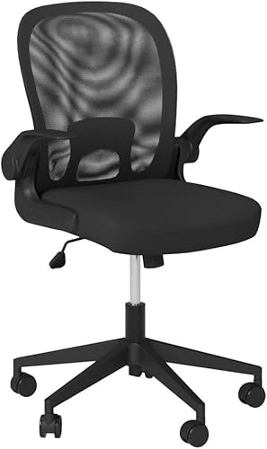 Miniatura 5 de IPKIG Foldable Office Chair - Home Office Desk Chairs with Wheels and Flip-Up Arms - Ergonomic Backrest Mesh Computer Chair Adjustable Swivel Negro