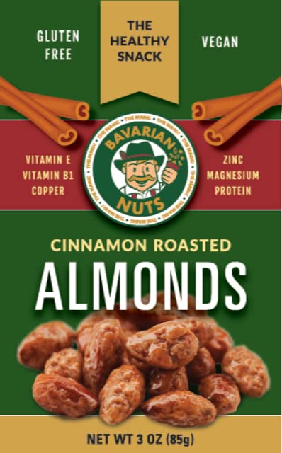 The Magic Bavarian NutsCinnamon Roasted Almonds, 3 Ounces Trial Size of Sweet, Gluten-Free, Vegan Made in USA