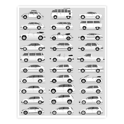 Custom Car Posters ��� �t�H���N�X���[�Q���x�X�g (Volkswagen Best) �i���ʐ}�jVW�̐���̗��j�Ɛi���̃x�X�g��`�����|�X�^�[�E�H�[���A�[�g���� �~�j�}���X�g 21 x 29.7 cm (A4) �Z�~�O���X�v�����g�i�t��