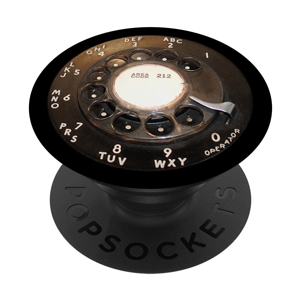 NYC Area Code 212 Black Rotary Retro Phone Dial PopSockets Standard PopGrip