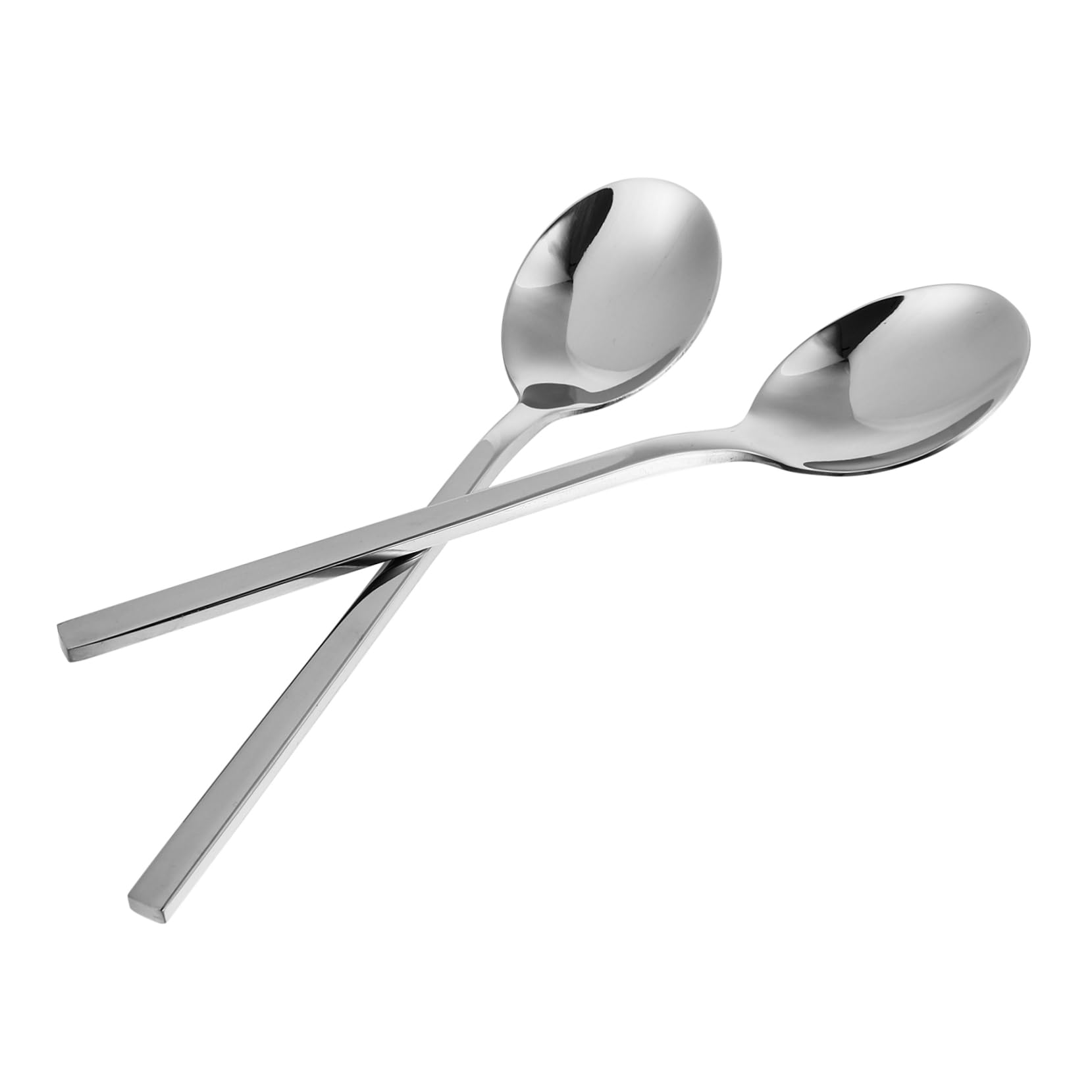 2 Pcs Stainless Steel Dessert Spoon Dessert Spoon with Square Handle Drink Spoons Tea Ice Cream Spoons Stainless Steel Long Spoon Stainless Steel Spoon with Square Handle Silver BRIGHTFUFU
