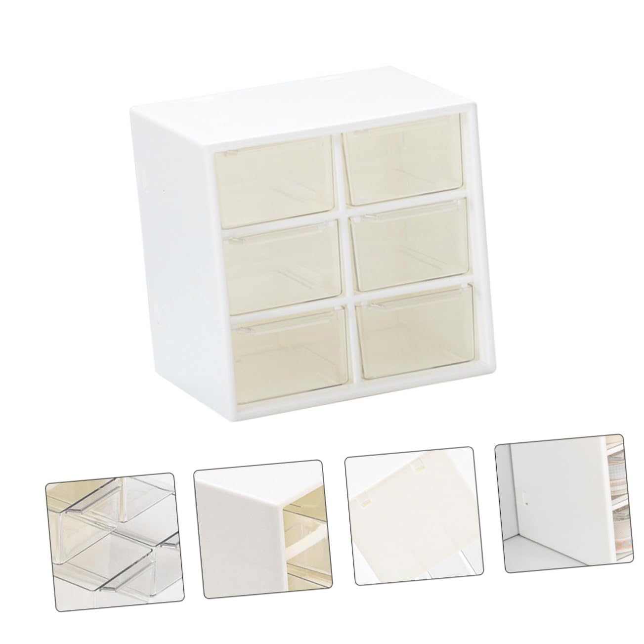 Ciieeo 2pezzi Scatola Organizzatrice Da Scrivania Plastica Con Scomparti Multipli Portaoggetti Per Cancelleria e Cosmetici Design Trasparente e Resistente Per Ufficio e Casa Bianco