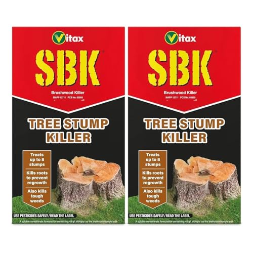 HOCHSTE Vitax SBK Brushwood & Tree Stump Killer 250ml | Glyphosate-Free Solution | Kills Roots & Prevents Regrowth | Treats Up to 8 Stumps | Ideal for Brambles Thistles Red 2 Pack