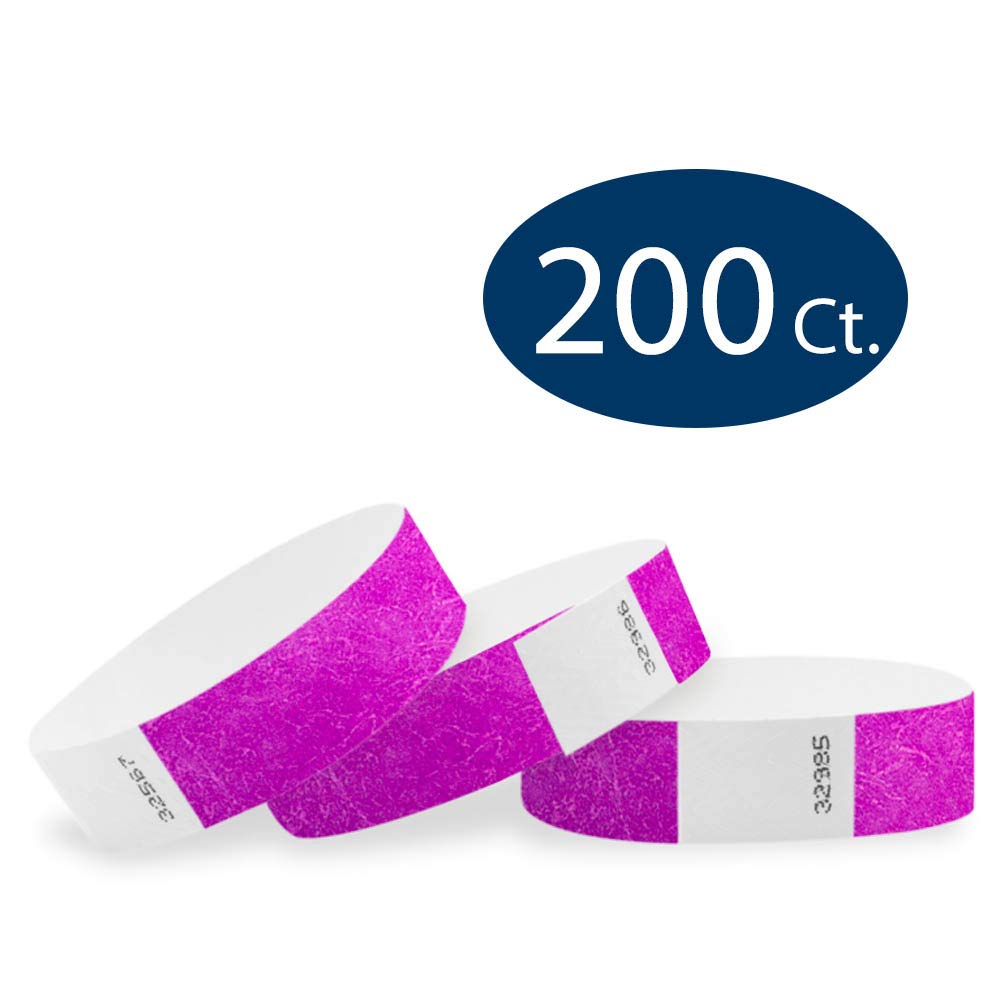 200 WristCo Pantone Purple Tyvek Wristbands for Events - Comfortable Tear Resistant Paper Bracelets ID Wrist Bands for Concerts Festivals Admission Party Identification